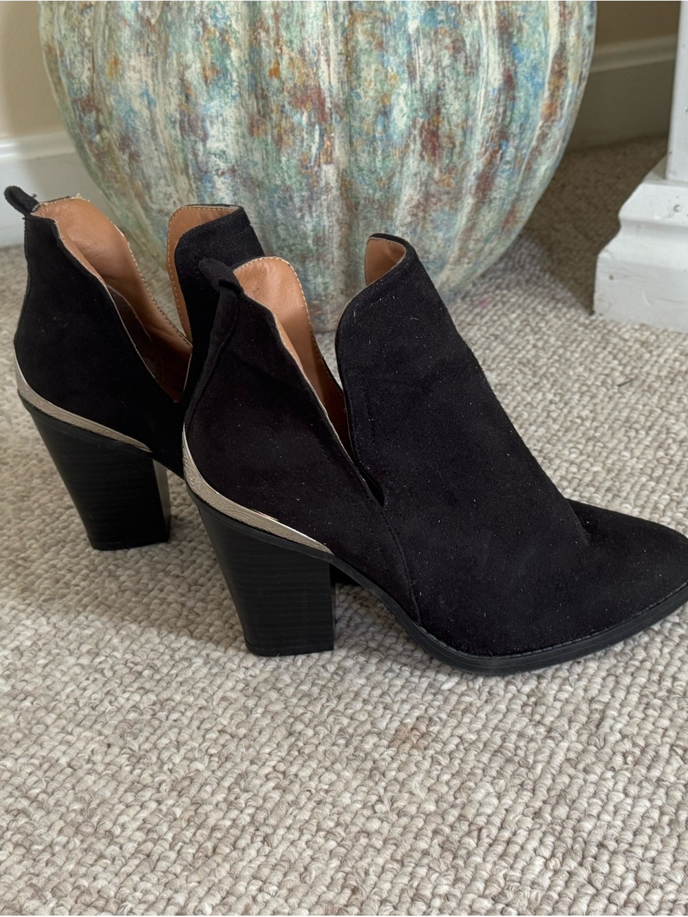 Charlotte Russe Black Suede Cutout Ankle Booties